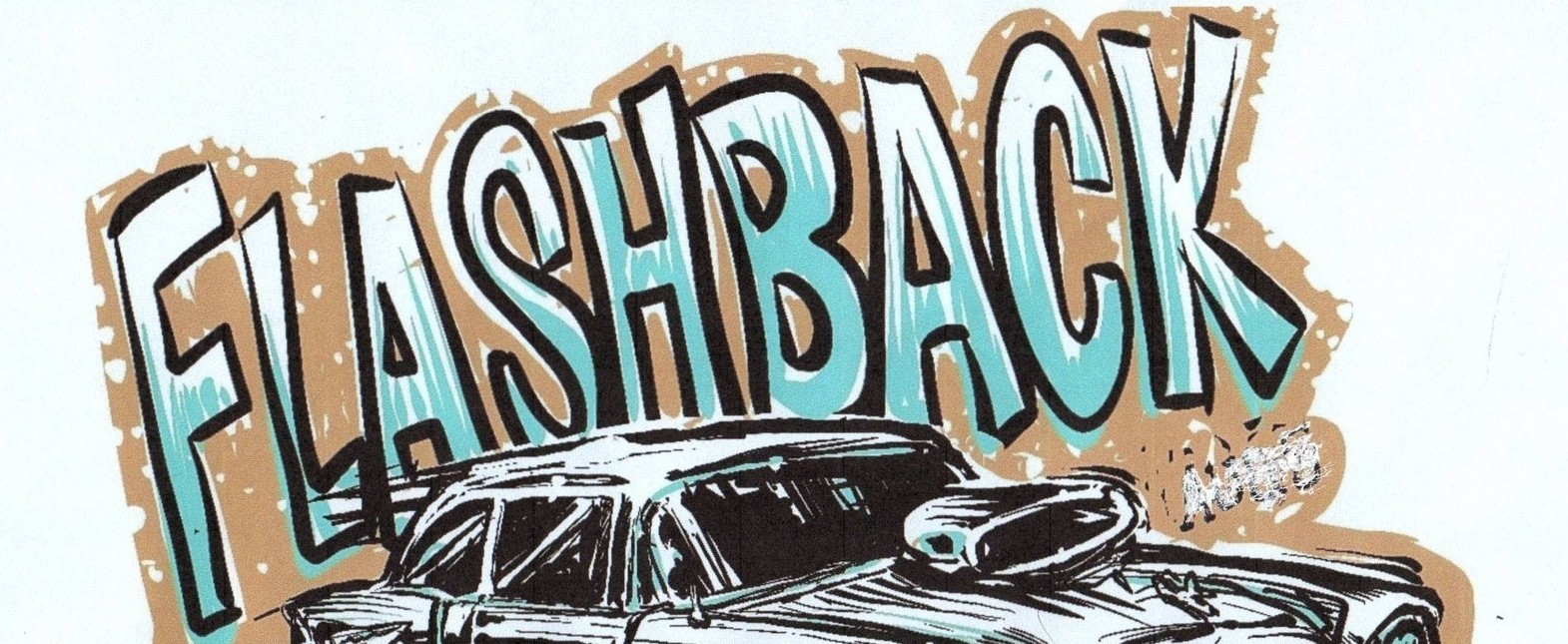 teal colored wording spelling out Flashback