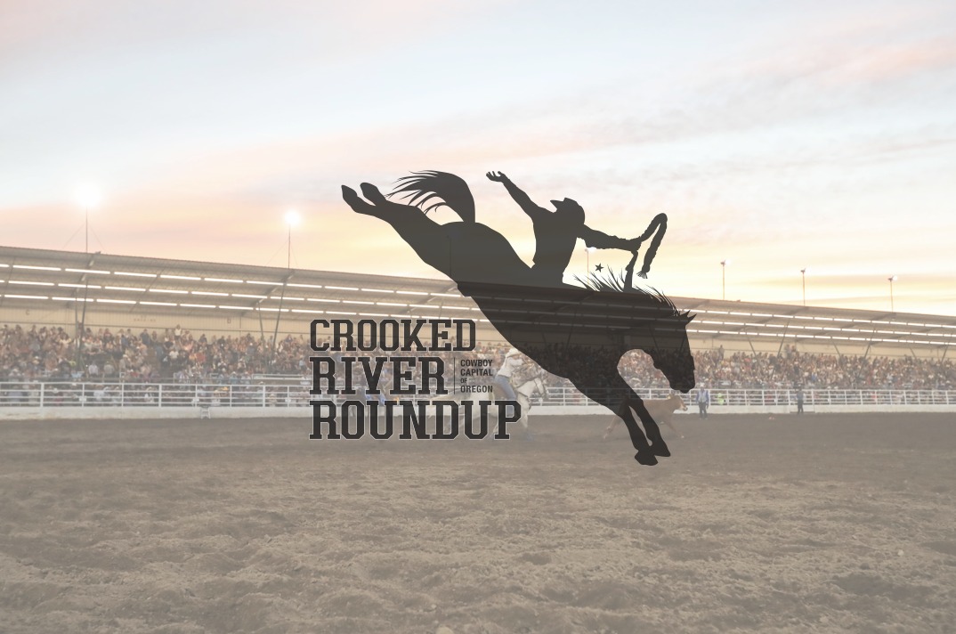 bucking horse with a cowboy riding with black lettering