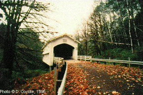 entrance to historic covered bridge