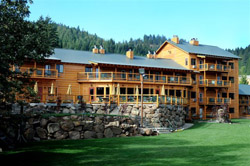 exterior of multi story lodge