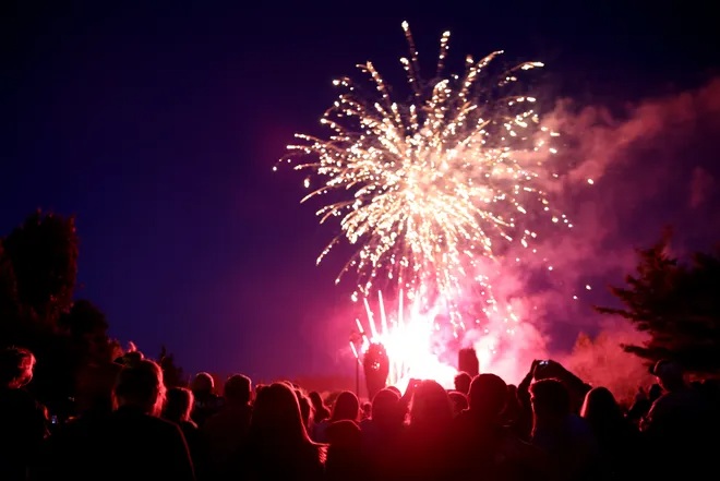 fireworks in the night sky