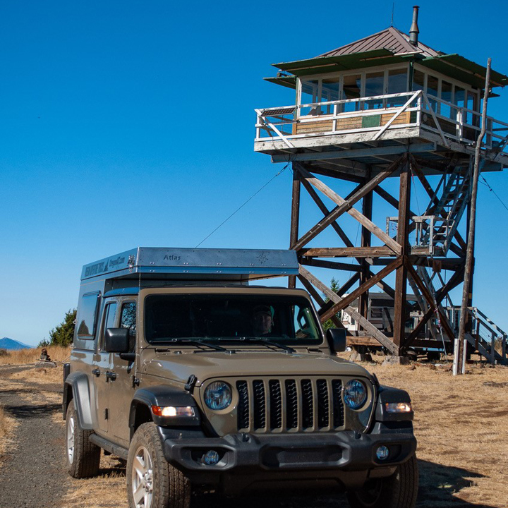 jeep parked in front of lookout town