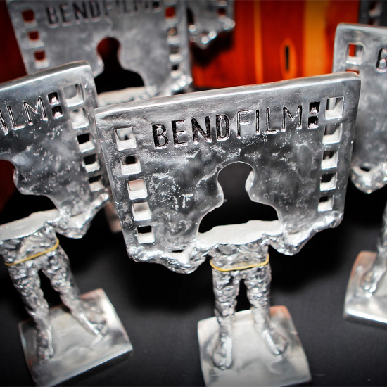 close up of BendFilm festival trophies