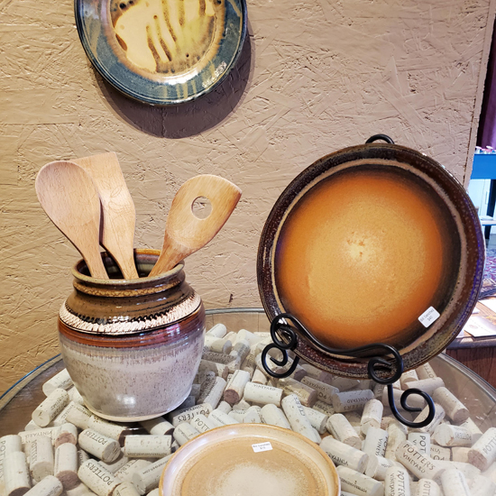 handmade clay plates on display