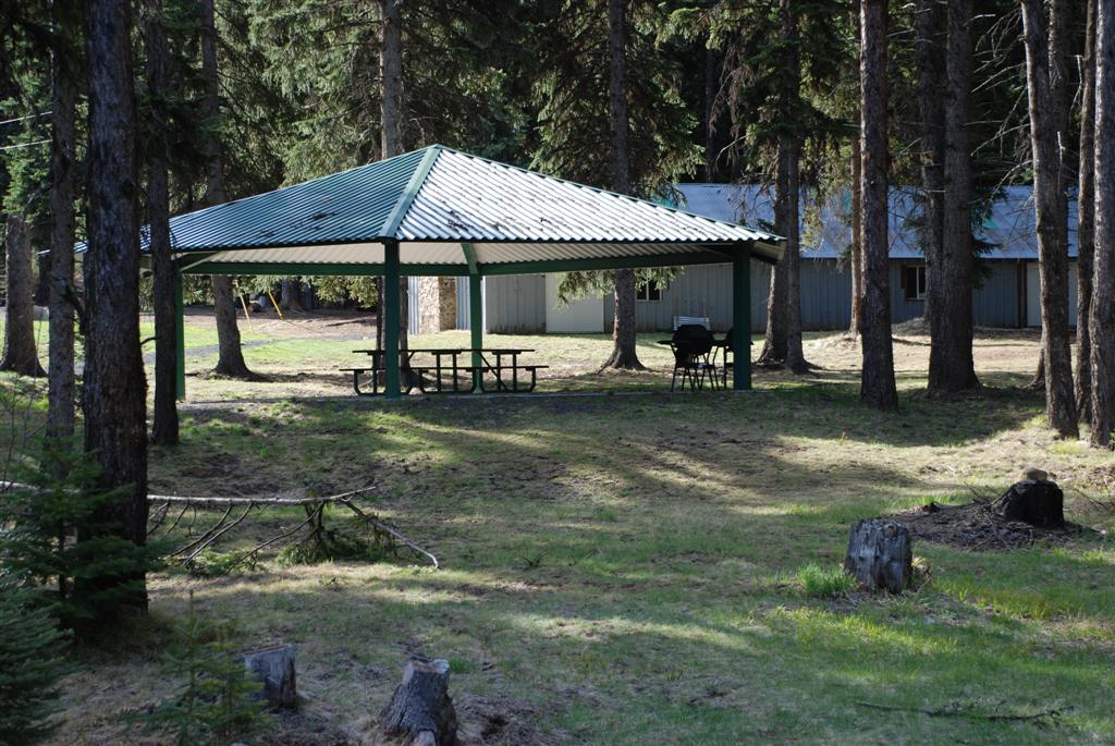 picnic shelter at wooded park