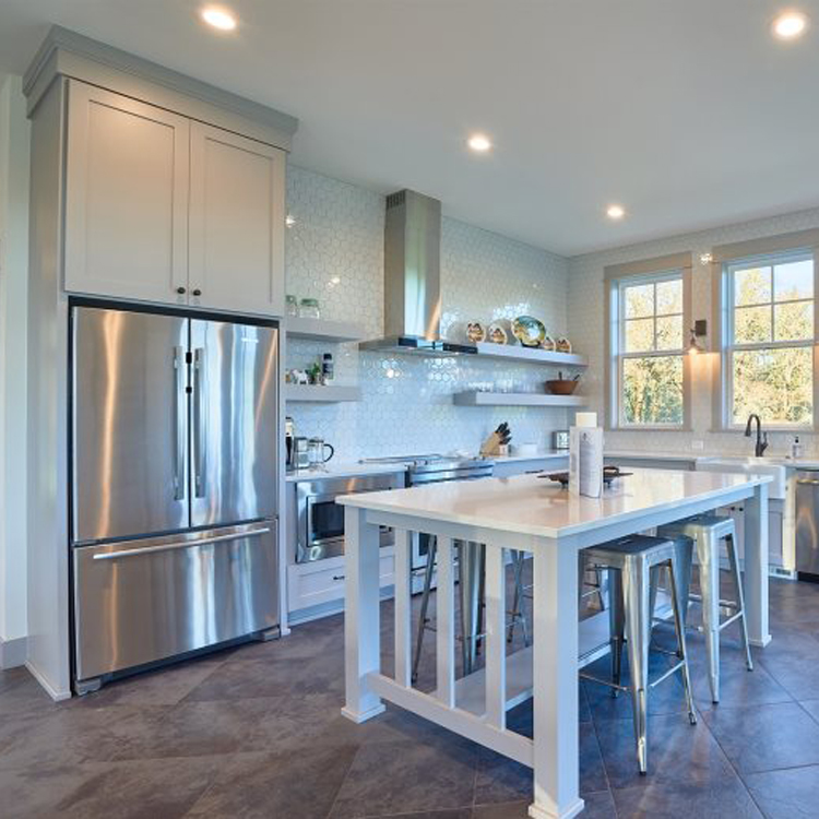 kitchen with modern fixtures, furniture and appliances