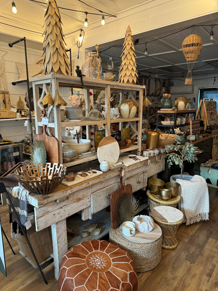 rustic retail display of home goods