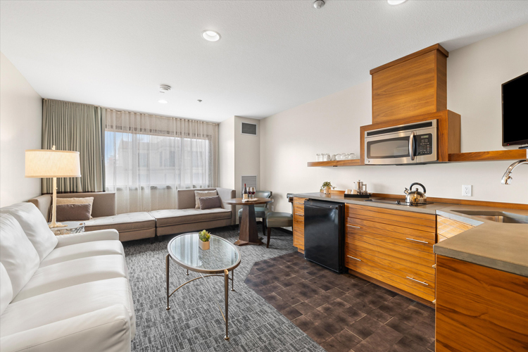 sitting area of hotel guest room