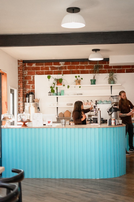 barista behind counter of coffee shop