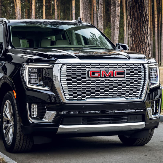 front of GMC vehicle