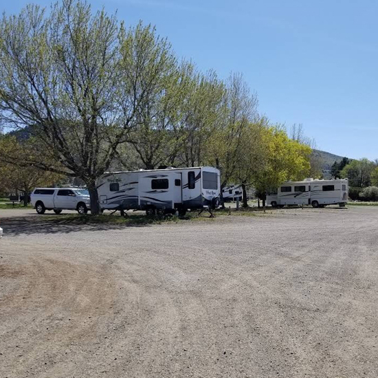 parked RV and RV trailer
