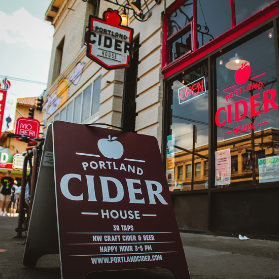 A frame sign with lettering for Portland Cider House