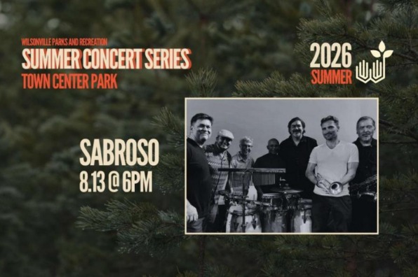 Poster for Summer Concert Series with picture of a seven piece band.
