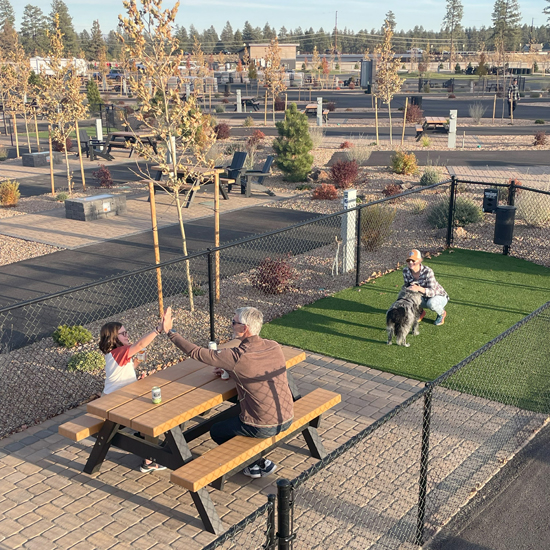 fenced dog area at RV Park