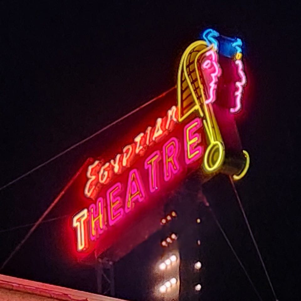 Neon light light up for Egyptian Theatre