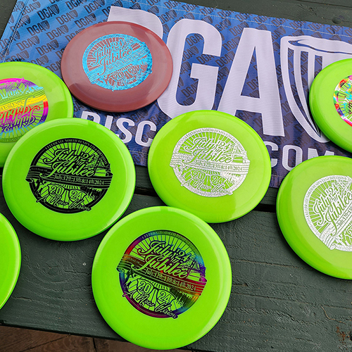 Disc Golf discs on a table