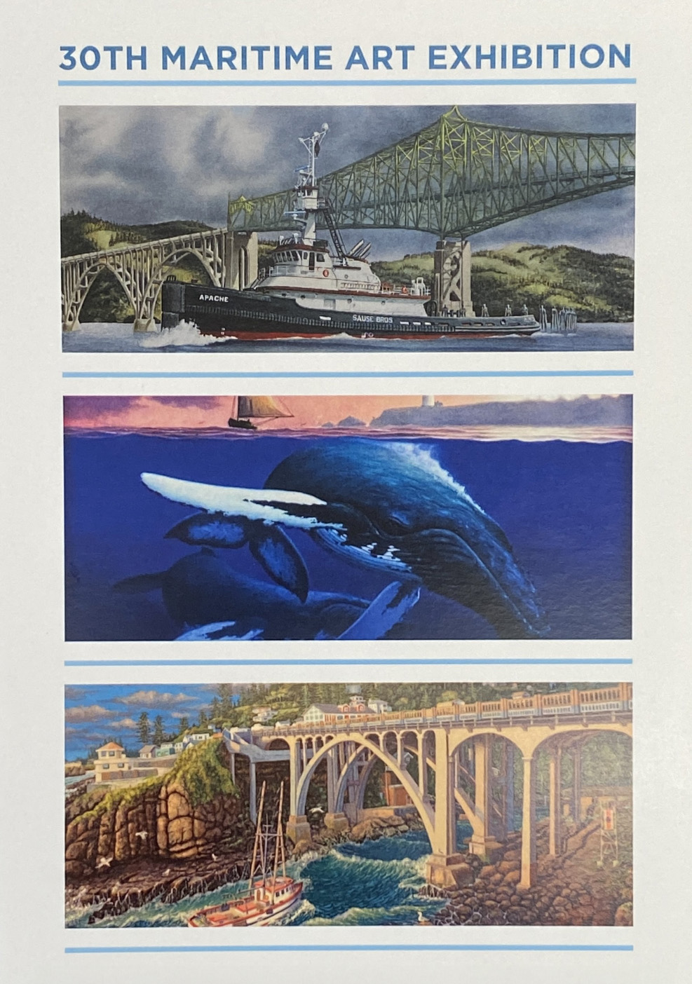 30th Maritime Art Exhibition image of two bridges and an Orca whale