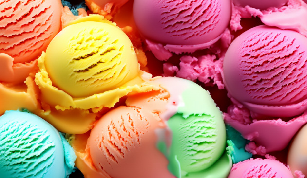 colorful scoops of ice cream