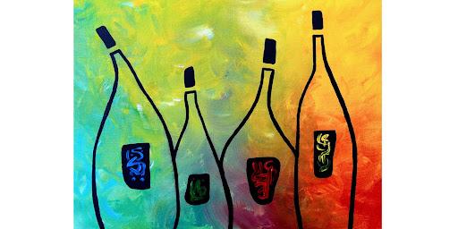 abstract painting of wine bottles