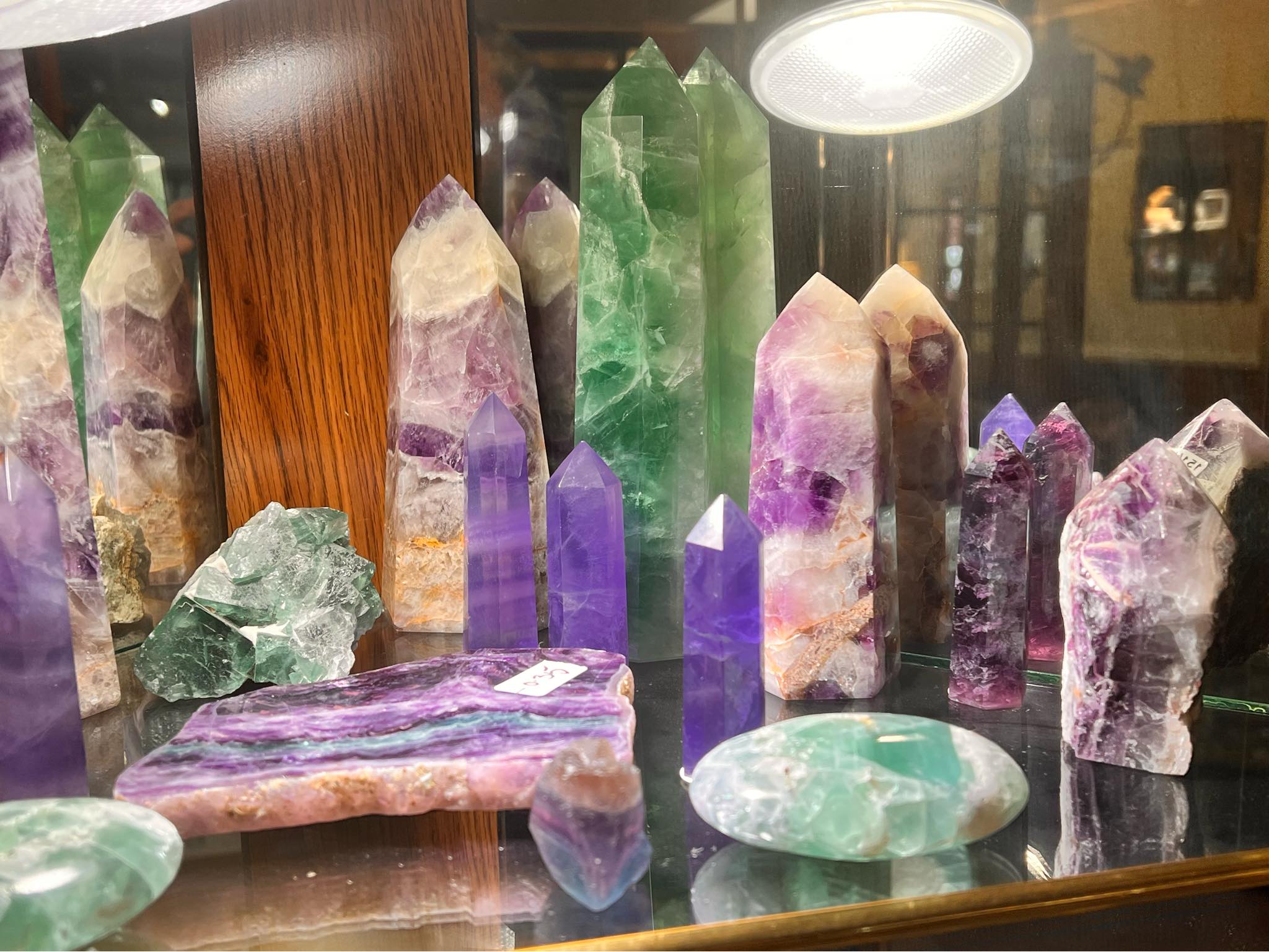 multiple colors and shapes of crystals