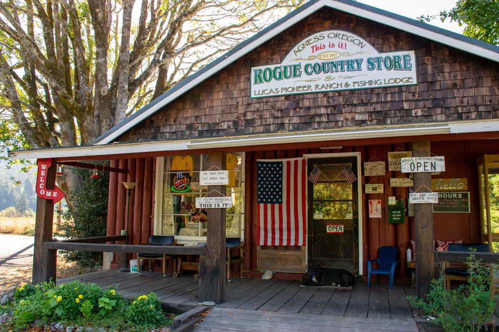 entrance to country store in Agness, Oregon