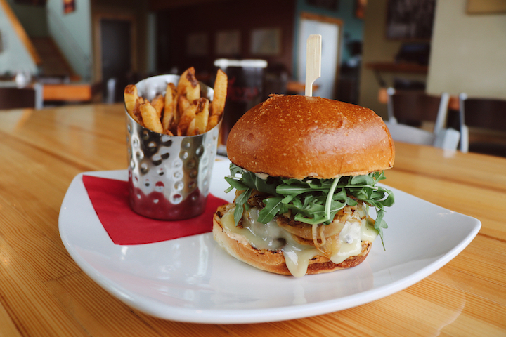 sandwich and fries at 7 Devils Waterfront Alehouse