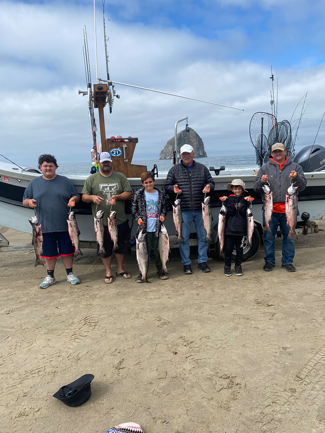 Group with salmon catch in Pacific City