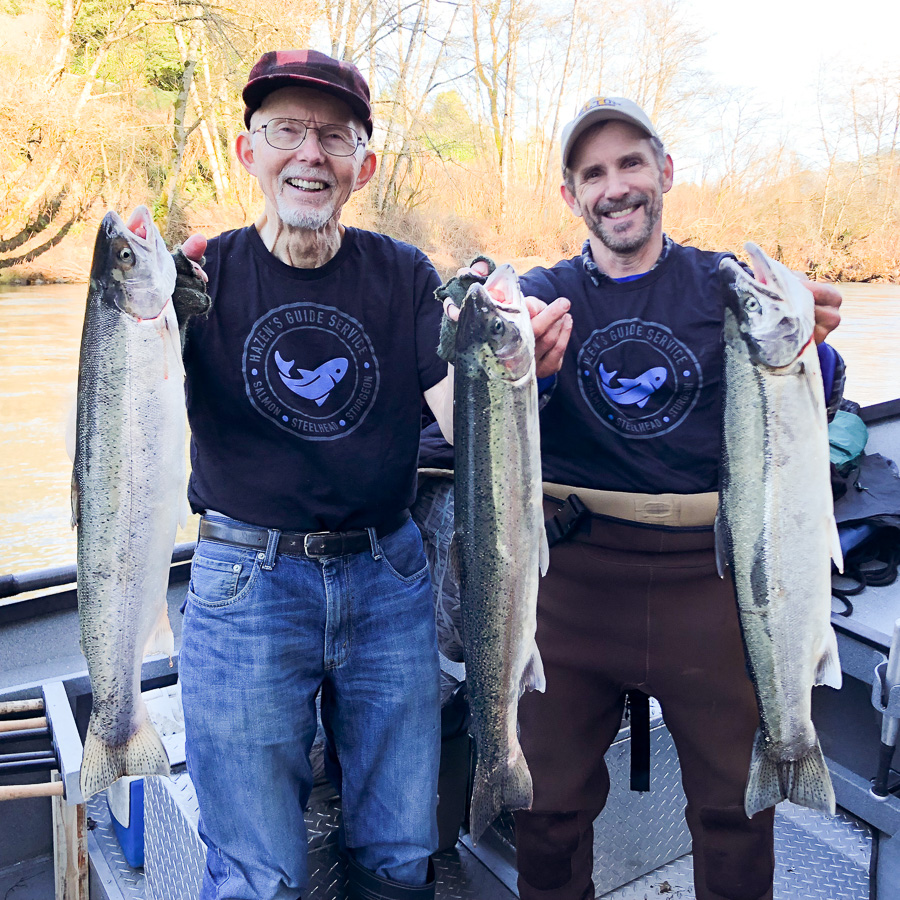 Winter steelhead catch with Hazen Guide Service