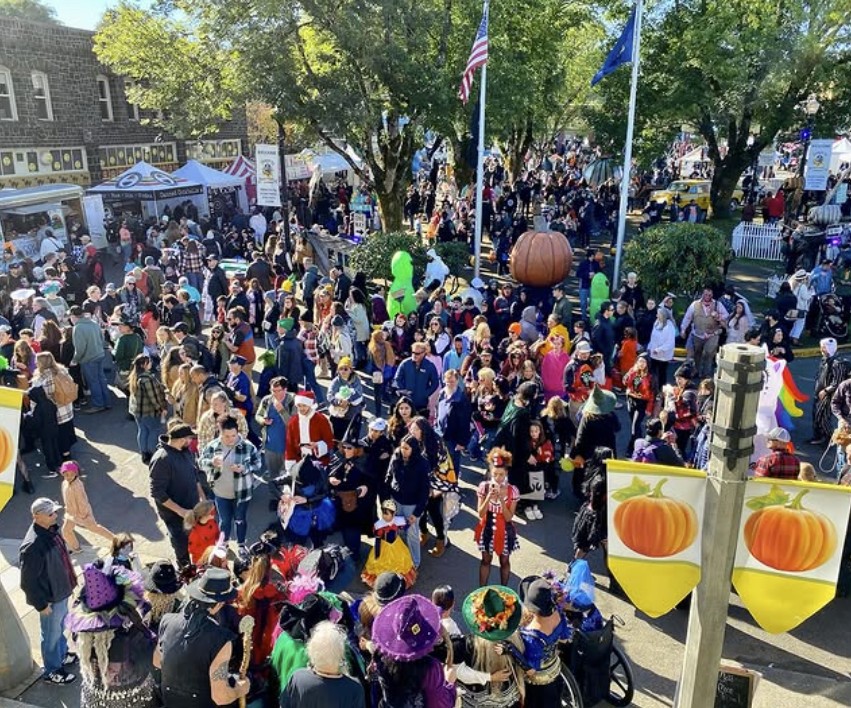 Crowds of people enjoying the festivities