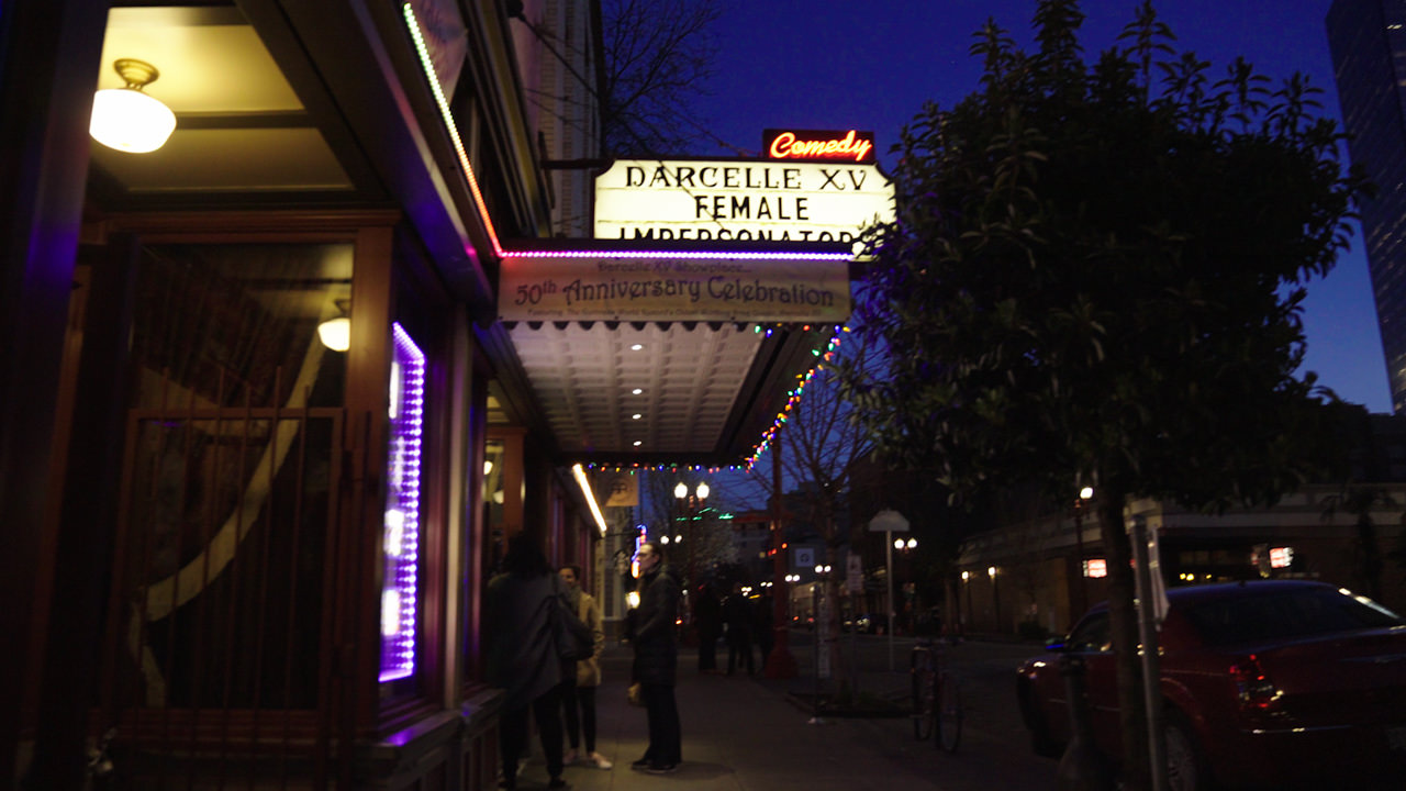 Marquee sign outside Darcelle XV