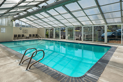 indoor pool with skylight