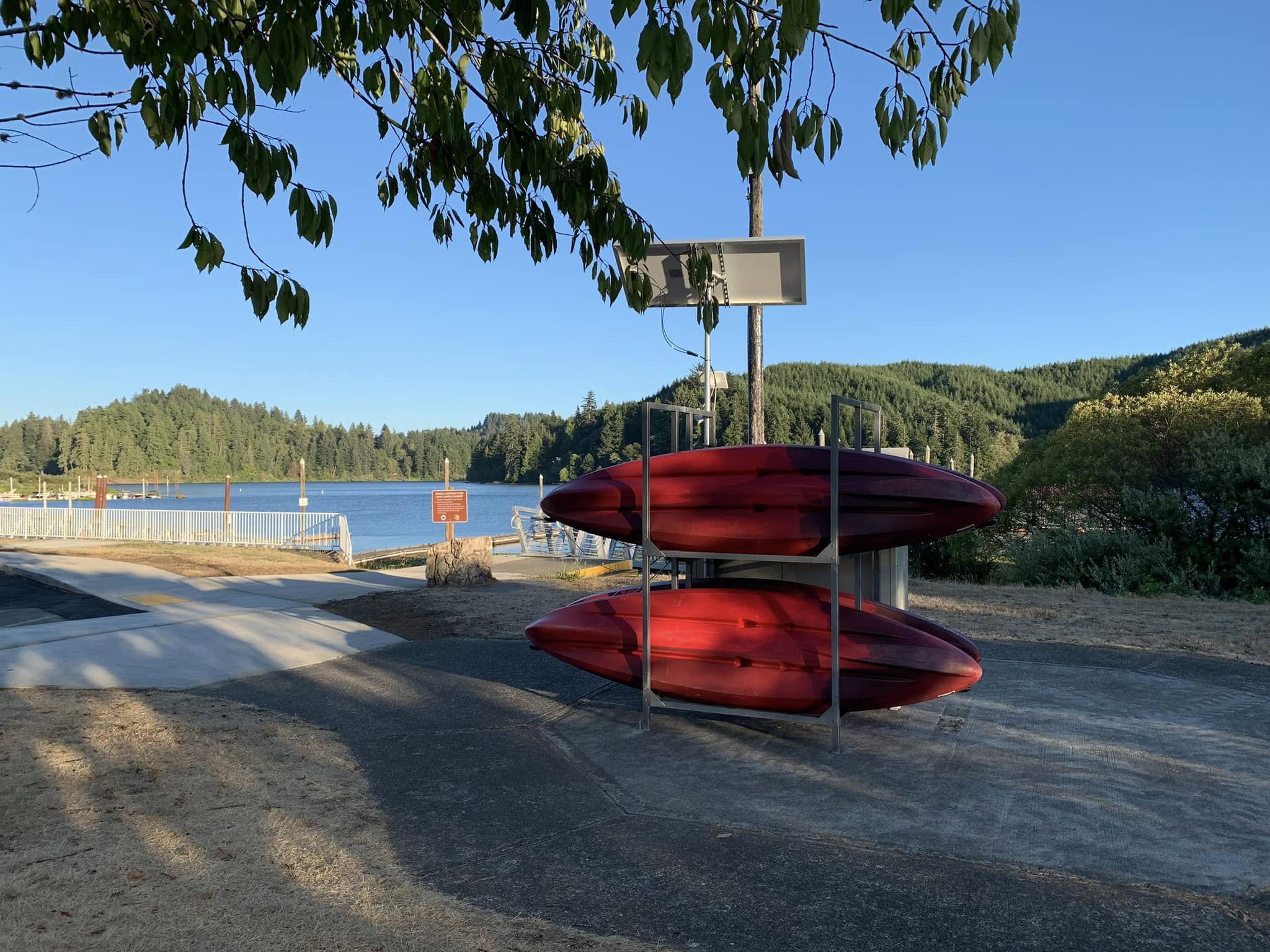 Self-service kayak rentals at Tenmile Lake in Lakeside, Oregon