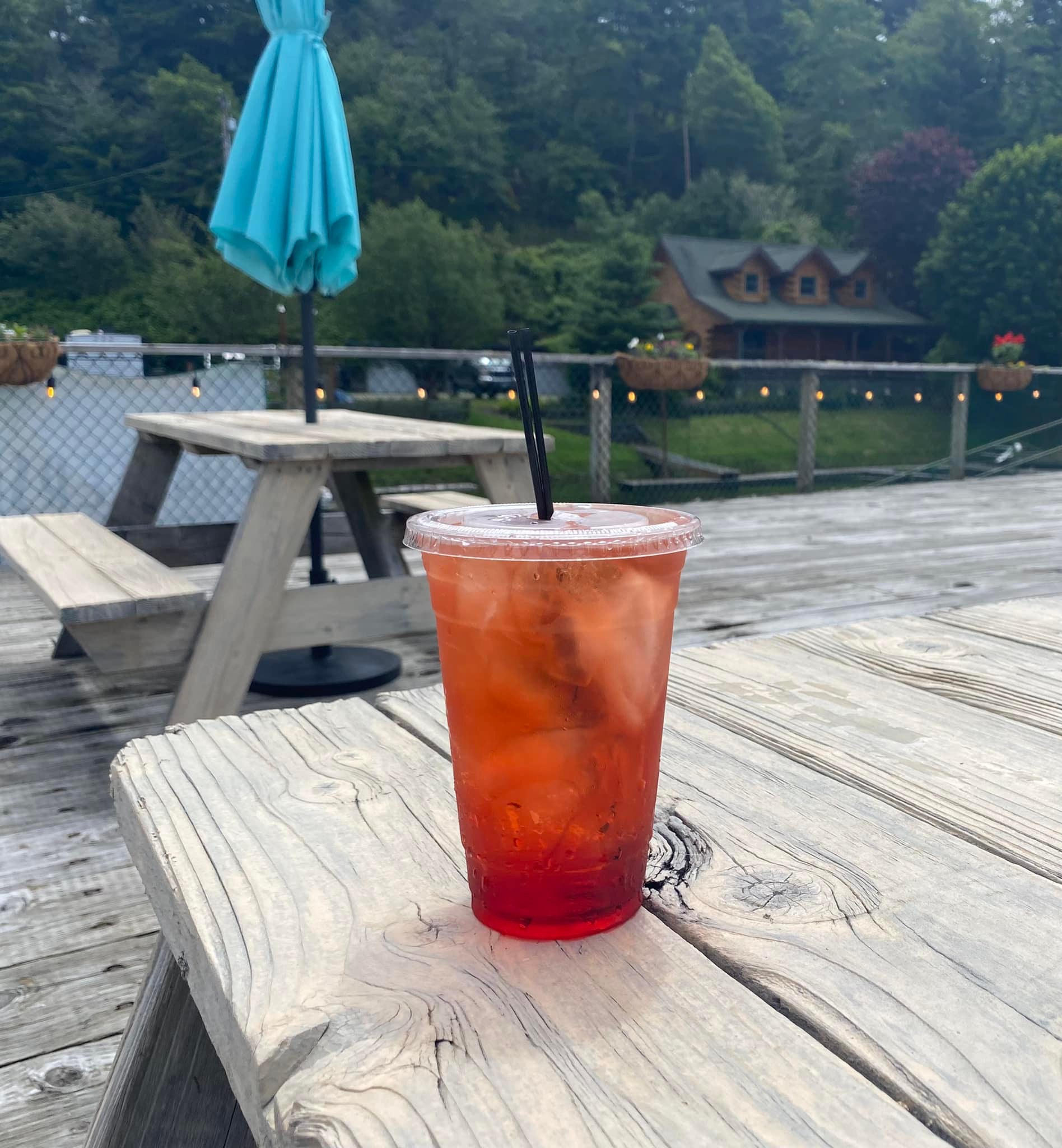 Iced Tea with a view at Coasters Coffee in Lakeside, Oregon