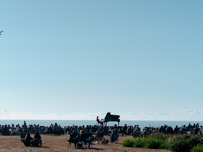 In a Landscape outdoor classical music concert at Shore Acres State Park in Charleston, Oregon