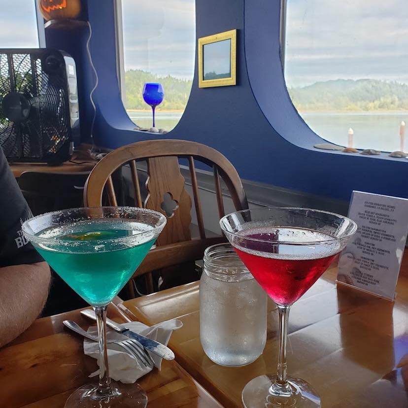 Cocktails with a view at Big Fish Cafe in Reedsport, Oregon