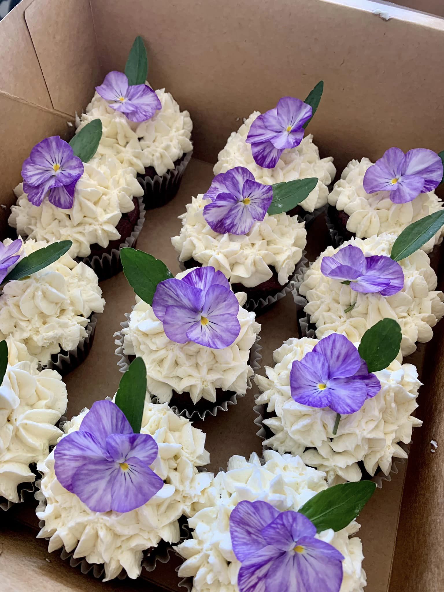 Floral party cupcakes by Divine South Kitchen and Catering in Gold Beach, Oregon