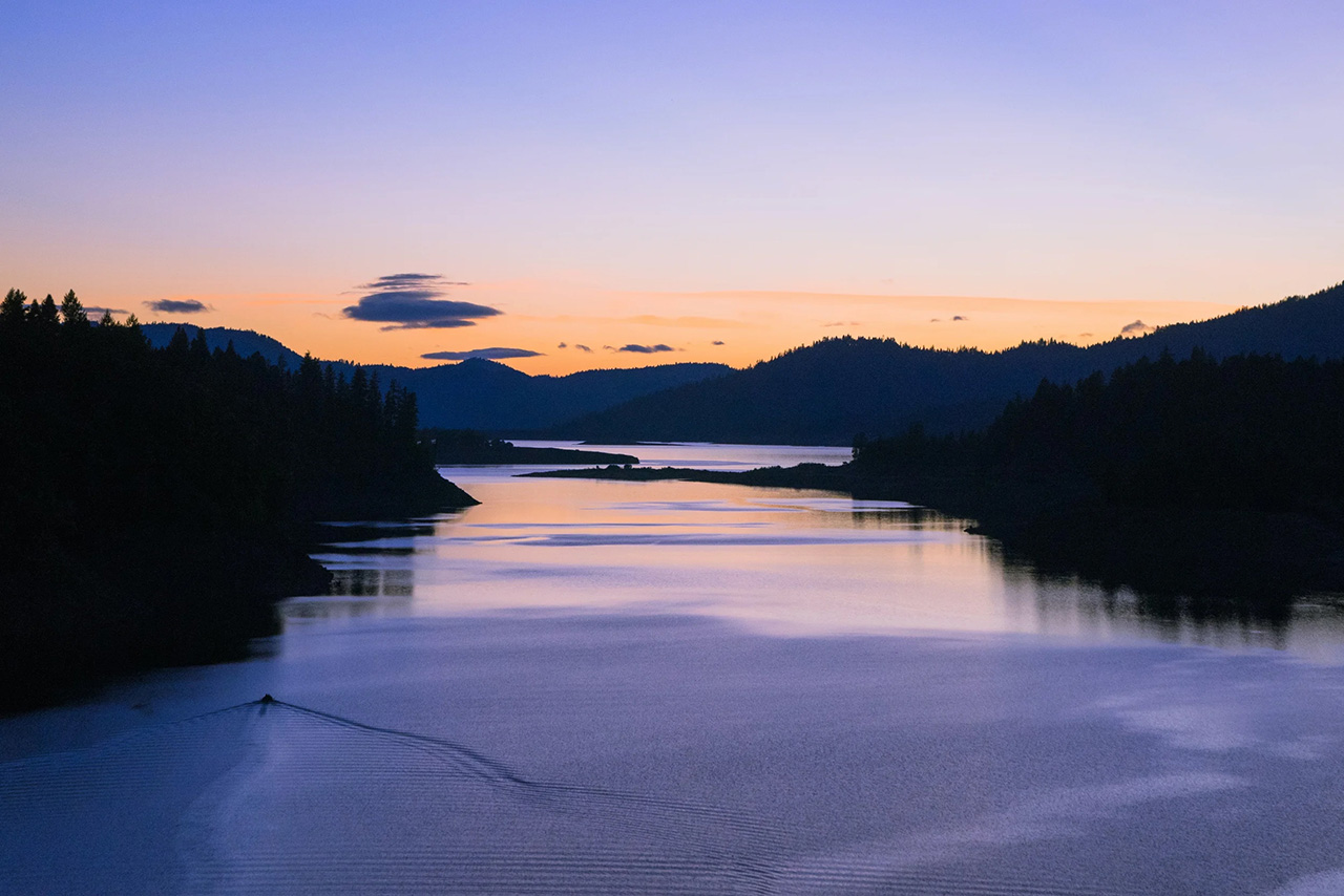 Sunset over the river in Agness, Oregon