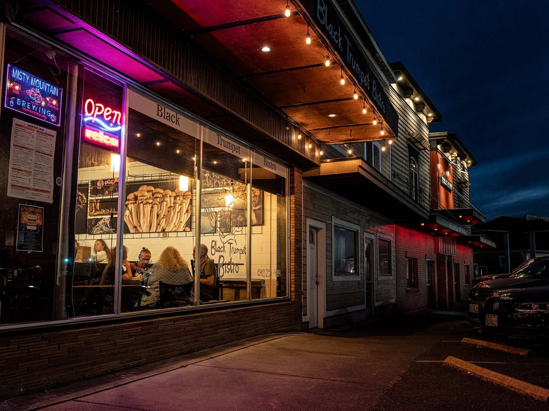 Exterior of the restaurant at Black Trumpet Bistro in Brookings, Oregon