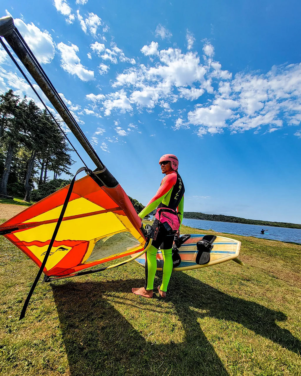 Windsurfing Floras Lake near Langlois, Oregon