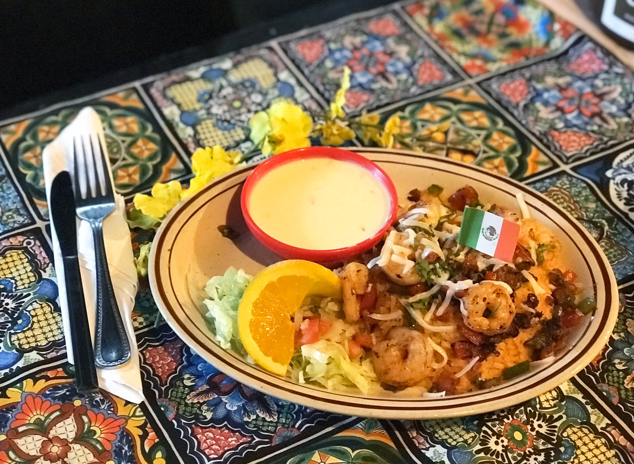 Shrimp dish at Tortuga Mexican Bar and Grill in Gold Beach, Oregon