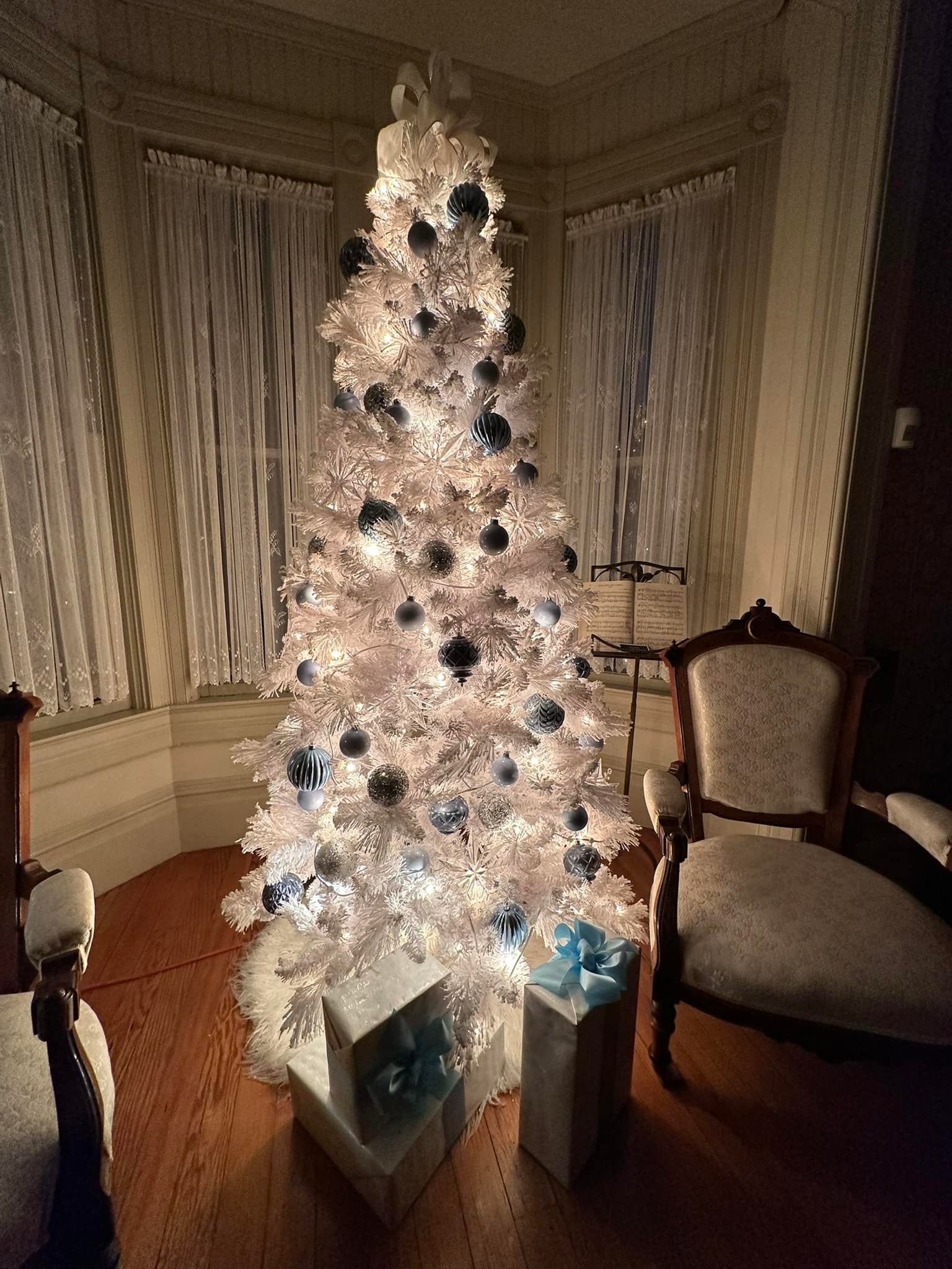 Christmas trees at Hughes House in Port Orford, Oregon