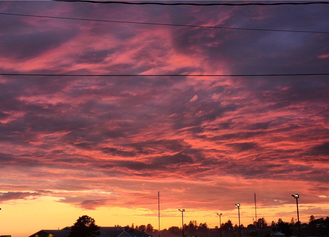 Sunset at Driftwood RV Park in Brookings, Oregon