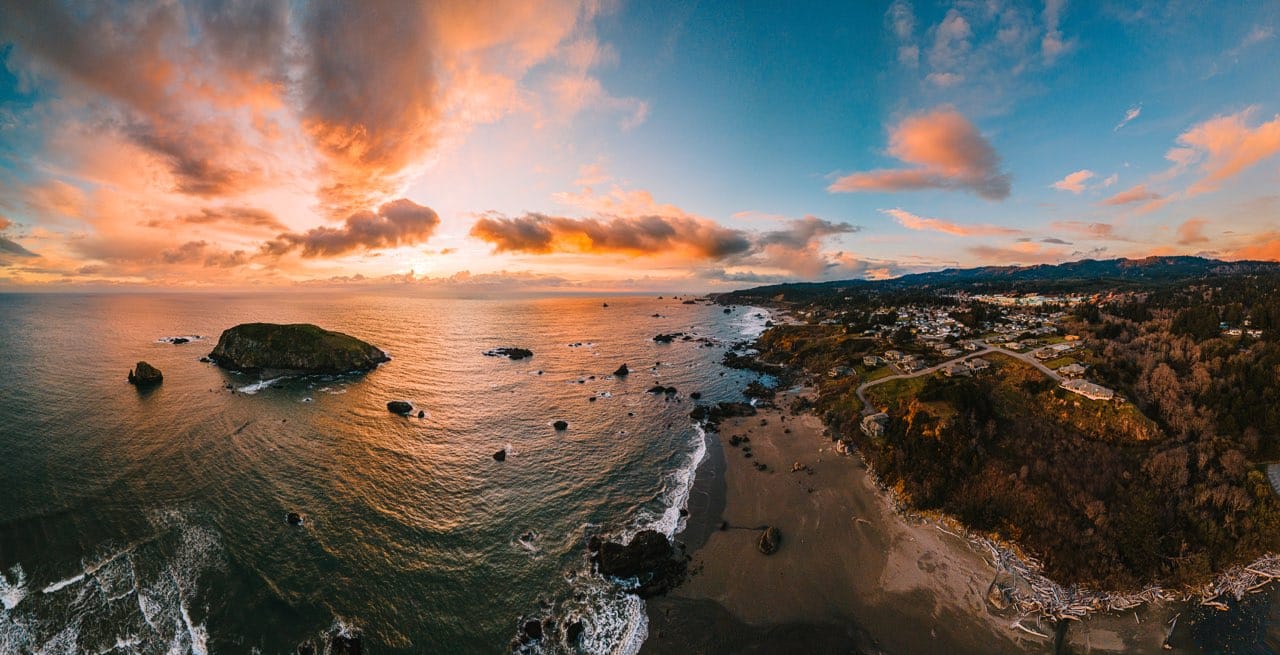 Aerial view of Brookings, Oregon