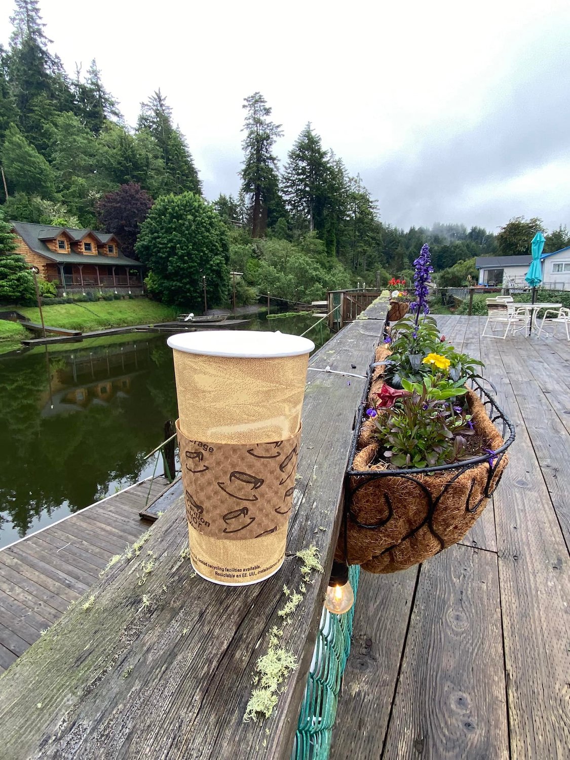 View of Tenmile Creek at Coasters Coffee in Lakeside, Oregon