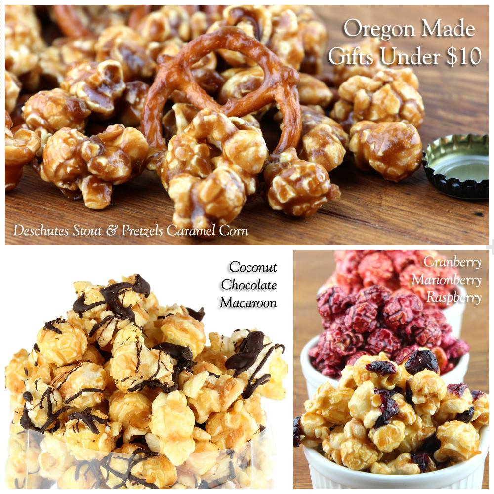 Candied popcorn flavors from Cranberry Sweets in Bandon, Oregon