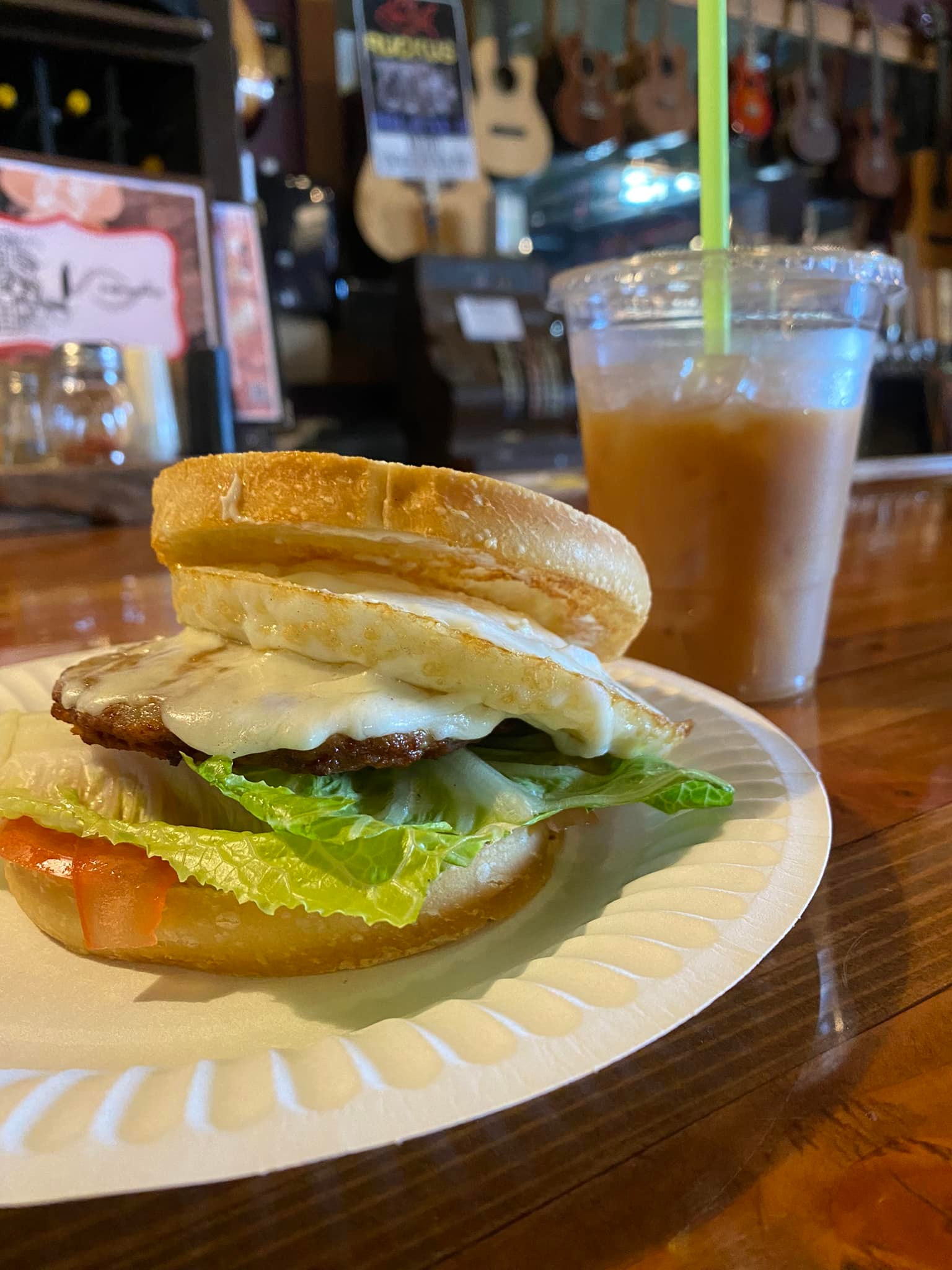 Breakfast Burger and Cold Brew at Mr. Ed's Espresso, Juice, and Underground Pub in Port Orford, Oregon