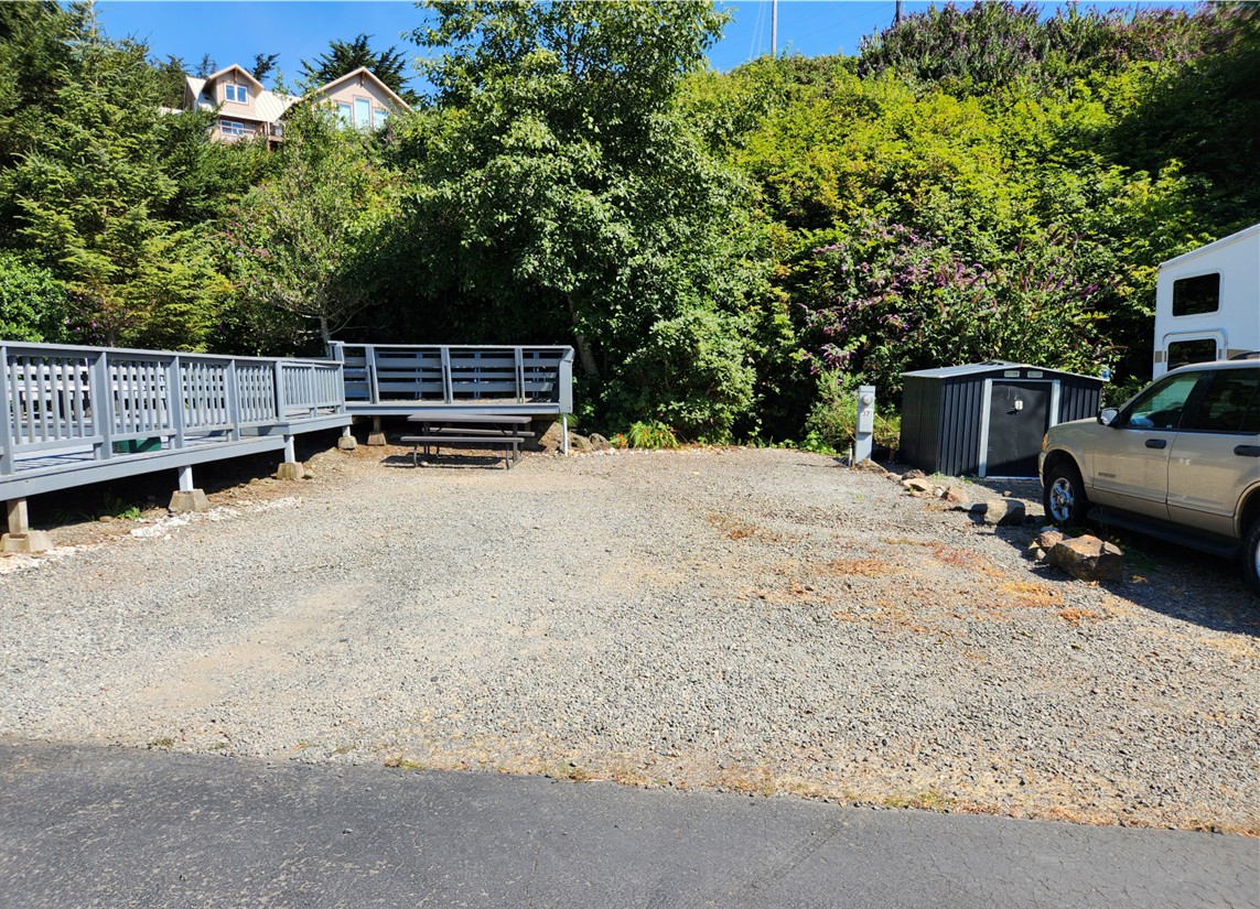 Camp spot at Driftwood RV Park in Brookings, Oregon