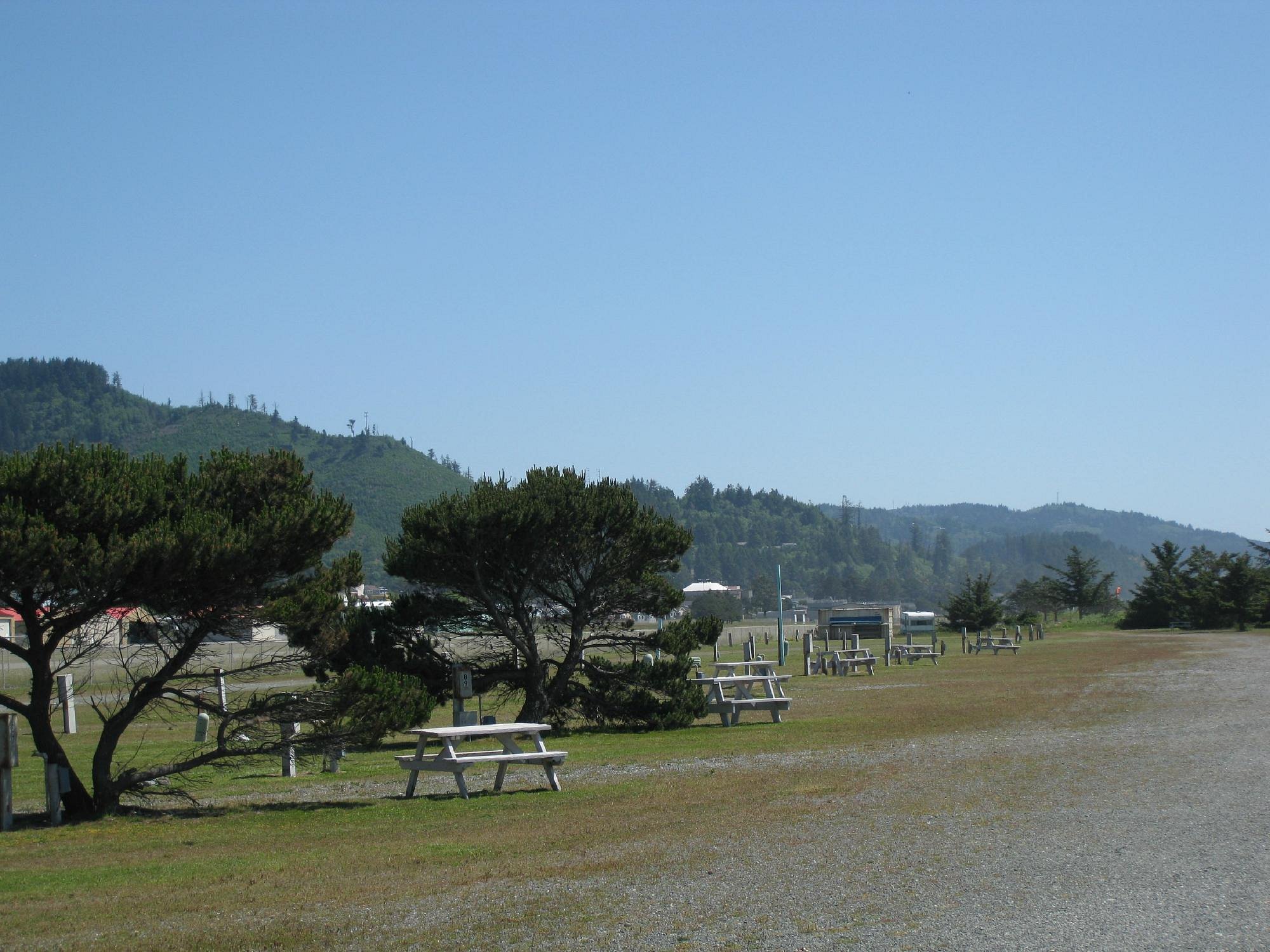 RV spots with picnic tables at Oceanside RV Park in Gold Beach, Oregon
