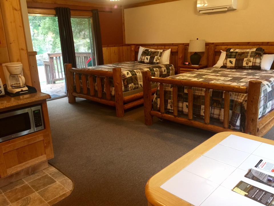 Cabin interior at Cougar Lane Lodge in Agness, Oregon