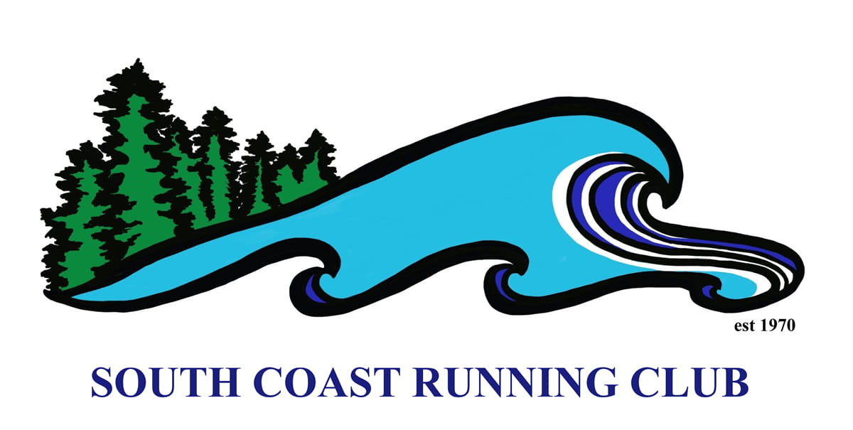 colored drawing of trees and a wave SouthCoast Running Club logo